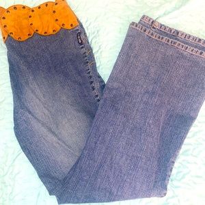 Y2K Women’s U.S. POLO ASSN. Flared Jeans with Suede Embellishment - Size 14
